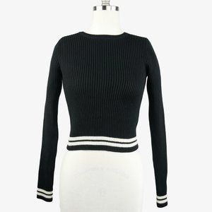 Forever 21 Black & White Rib Knit Sweater Top